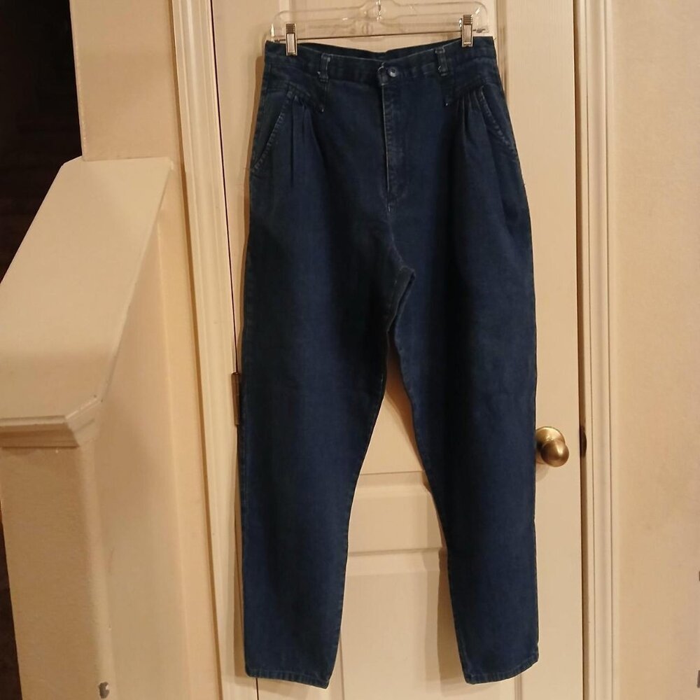 Vintage 80s Cherokee dark wash high-waisted barrel leg bareback mom jeans Sz 16